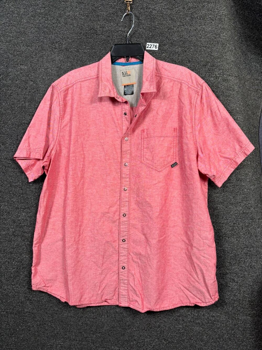 5.11 Tactical Oxford Shirt Mens Size XL Pink Chambray Short Sleeve Cotton
